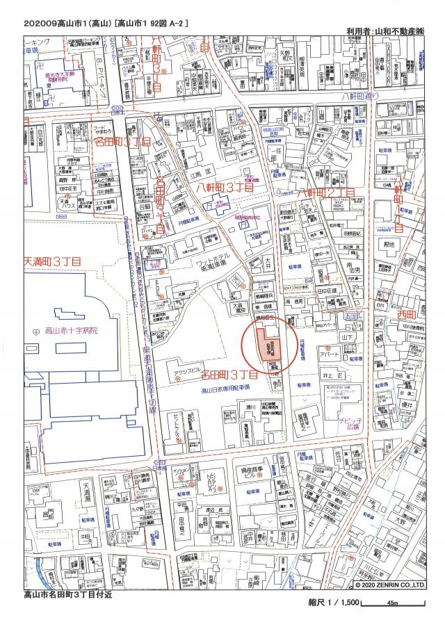 名田町野添駐車場　地図
